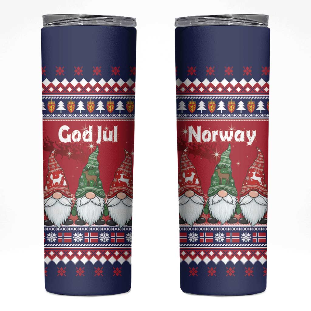 Norway Nisse Christmas Skinny Tumbler God Jul Norwegian Christmas Pattern - Wonder Print Shop