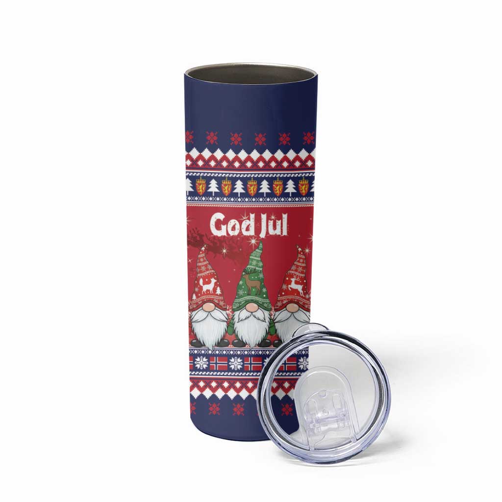 Norway Nisse Christmas Skinny Tumbler God Jul Norwegian Christmas Pattern - Wonder Print Shop