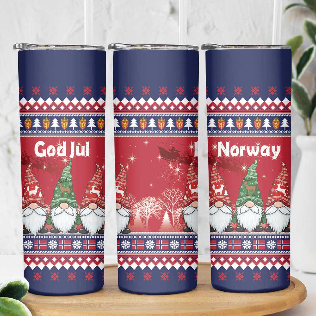 Norway Nisse Christmas Skinny Tumbler God Jul Norwegian Christmas Pattern - Wonder Print Shop