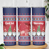 Norway Nisse Christmas Skinny Tumbler God Jul Norwegian Christmas Pattern - Wonder Print Shop