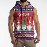 Norway Nisse Christmas Sleeveless Hoodie God Jul Norwegian Christmas Pattern - Wonder Print Shop