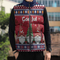 Norway Nisse Christmas Sleeveless Puffer Jacket God Jul Norwegian Christmas Pattern - Wonder Print Shop