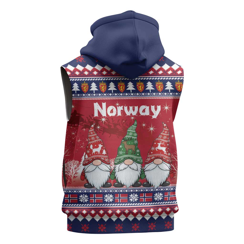 Norway Nisse Christmas Sleeveless Zip Hoodie God Jul Norwegian Christmas Pattern - Wonder Print Shop