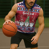 Norway Nisse Christmas Sleeveless Zip Hoodie God Jul Norwegian Christmas Pattern - Wonder Print Shop