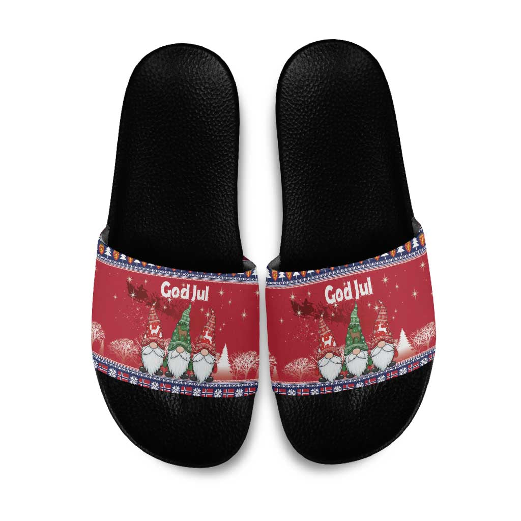 Norway Nisse Christmas Slide Sandals God Jul Norwegian Christmas Pattern - Wonder Print Shop