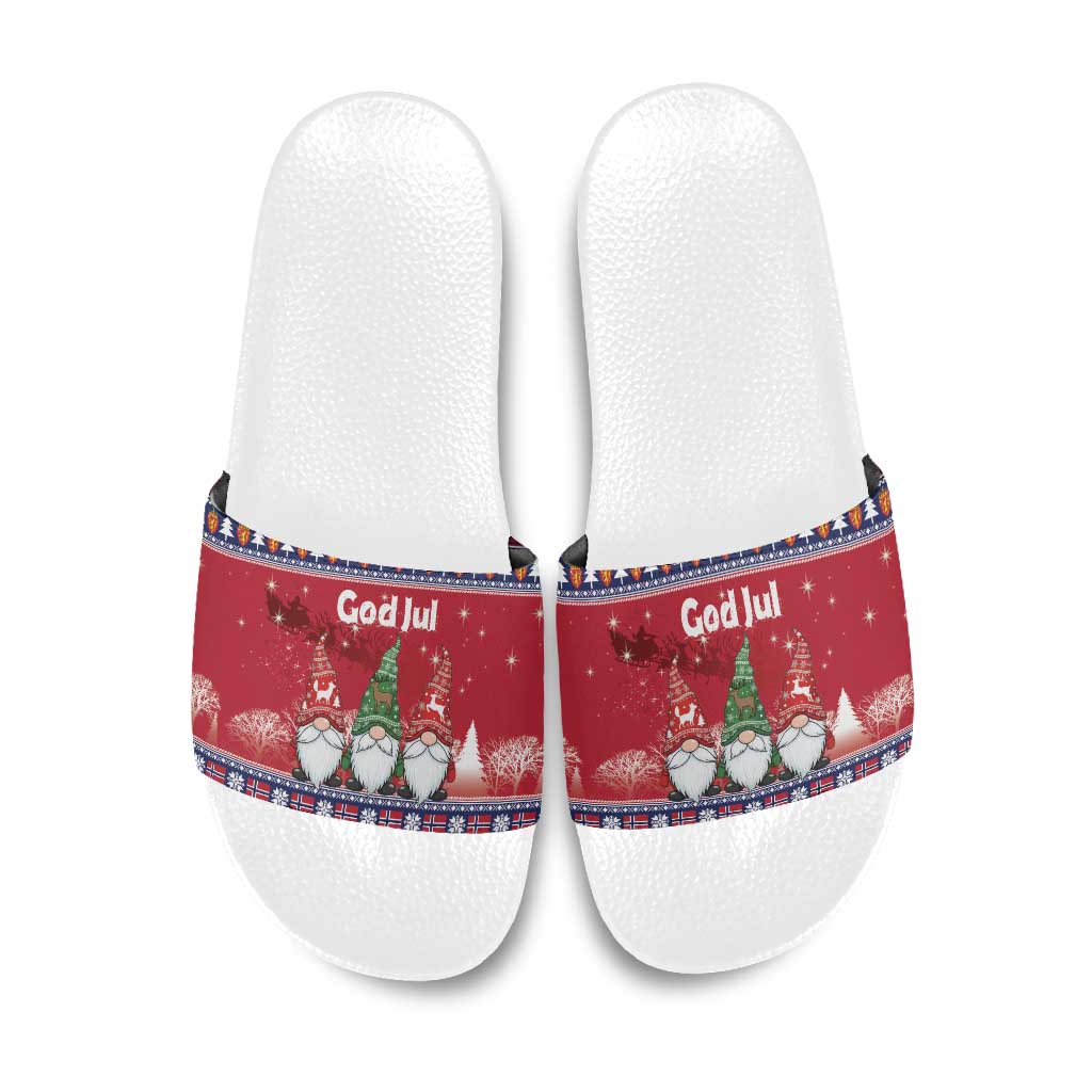 Norway Nisse Christmas Slide Sandals God Jul Norwegian Christmas Pattern - Wonder Print Shop
