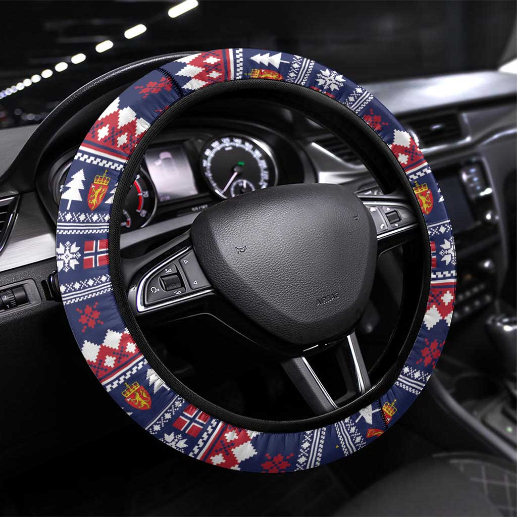 Norway Nisse Christmas Steering Wheel Cover God Jul Norwegian Christmas Pattern - Wonder Print Shop