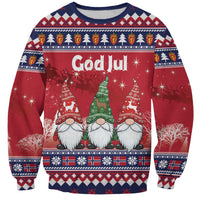 Norway Nisse Christmas Sweatshirt God Jul Norwegian Christmas Pattern - Wonder Print Shop