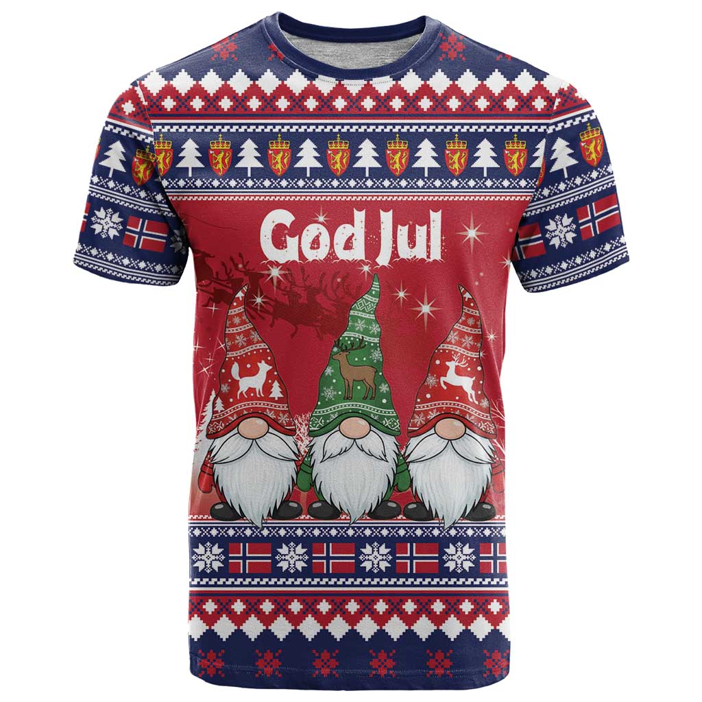 Norway Nisse Christmas T Shirt God Jul Norwegian Christmas Pattern - Wonder Print Shop