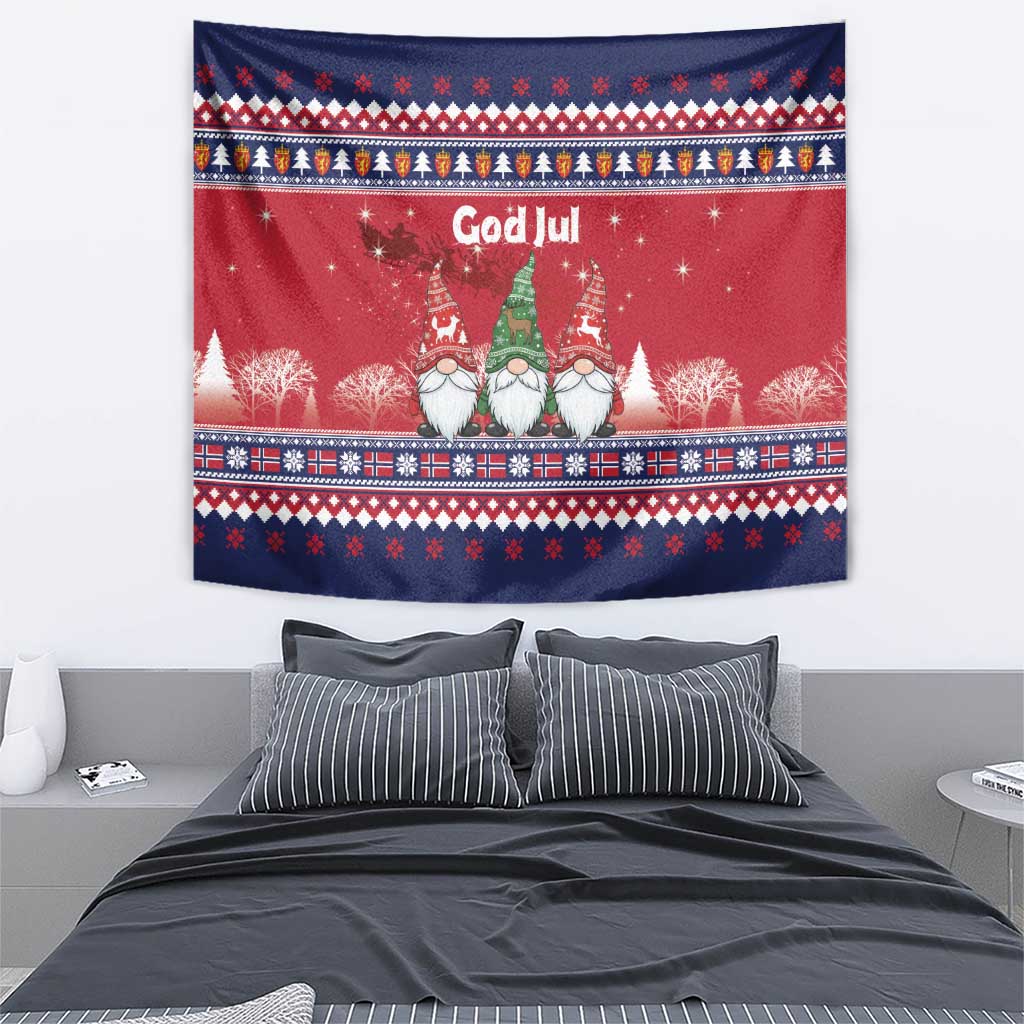 Norway Nisse Christmas Tapestry God Jul Norwegian Christmas Pattern - Wonder Print Shop