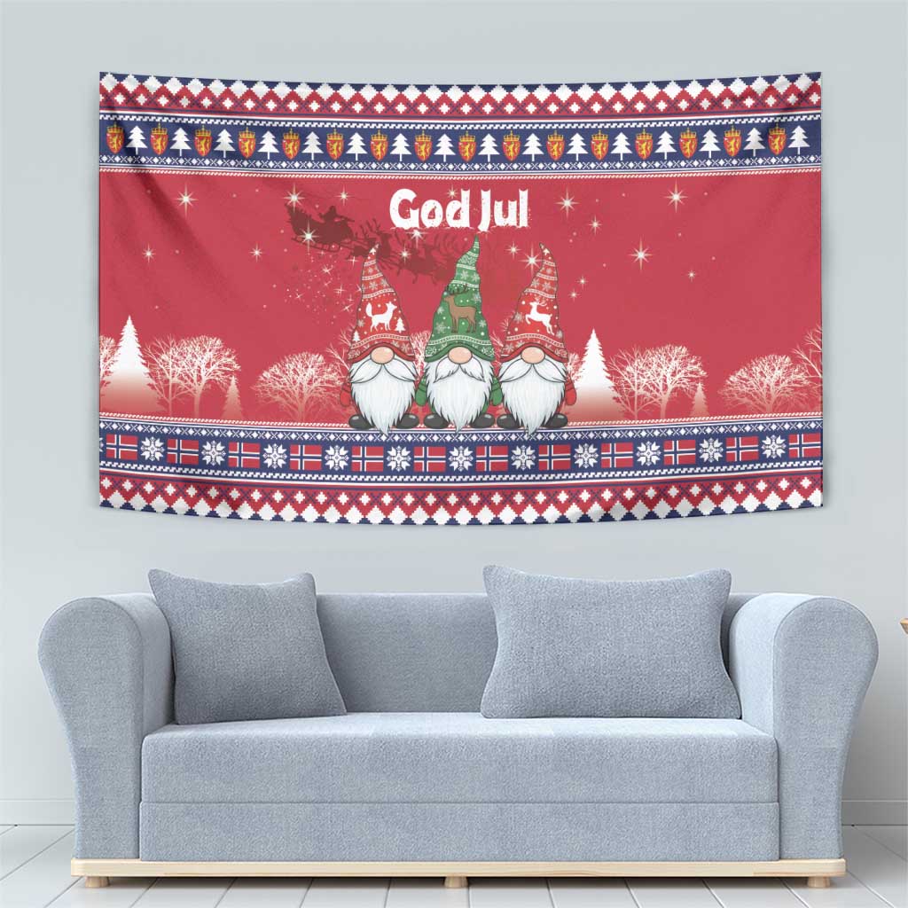 Norway Nisse Christmas Tapestry God Jul Norwegian Christmas Pattern - Wonder Print Shop