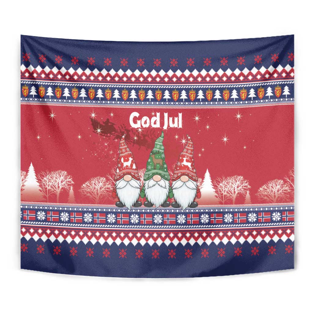 Norway Nisse Christmas Tapestry God Jul Norwegian Christmas Pattern - Wonder Print Shop