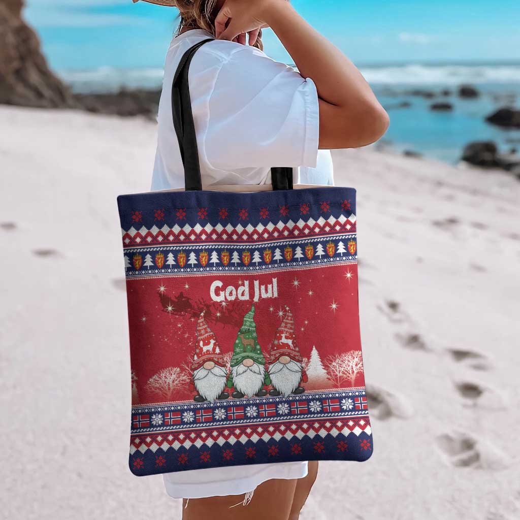 Norway Nisse Christmas Tote Bag God Jul Norwegian Christmas Pattern - Wonder Print Shop