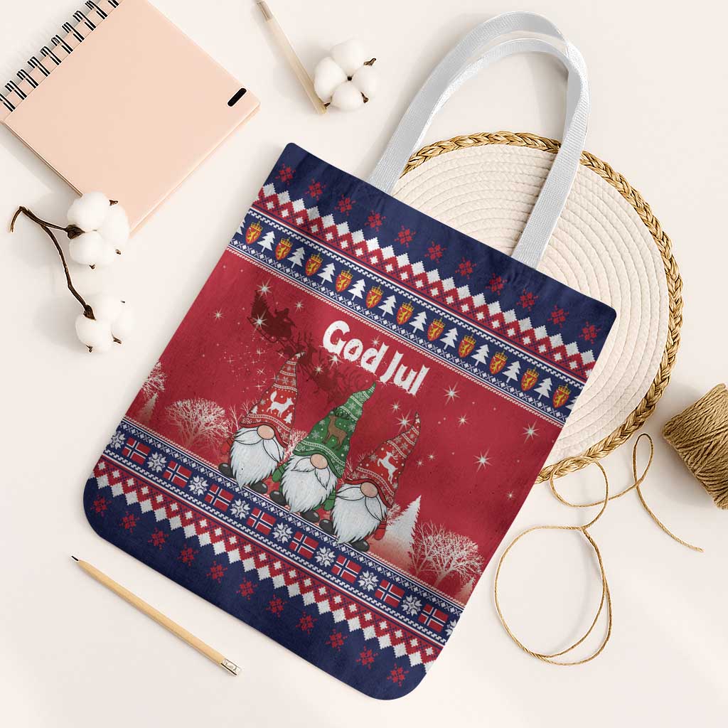 Norway Nisse Christmas Tote Bag God Jul Norwegian Christmas Pattern - Wonder Print Shop