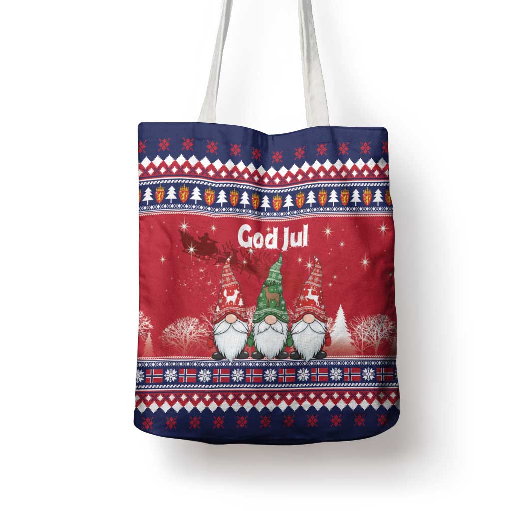 Norway Nisse Christmas Tote Bag God Jul Norwegian Christmas Pattern - Wonder Print Shop