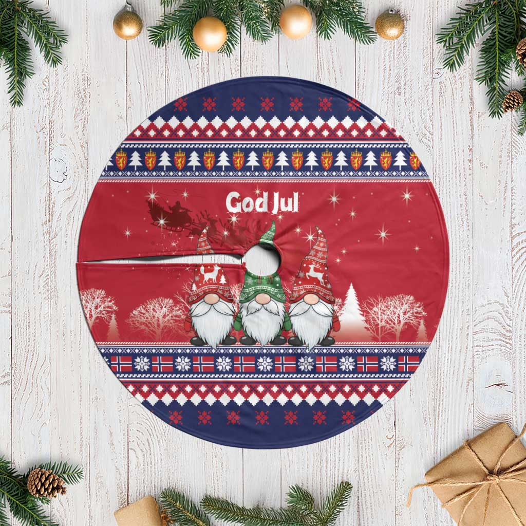 Norway Nisse Christmas Tree Skirt God Jul Norwegian Christmas Pattern - Wonder Print Shop