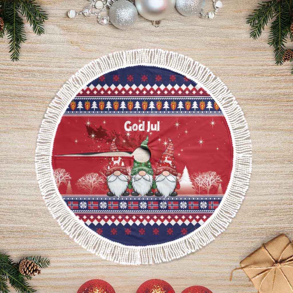 Norway Nisse Christmas Tree Skirt God Jul Norwegian Christmas Pattern - Wonder Print Shop