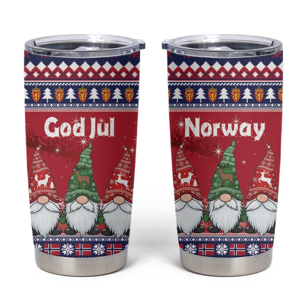 Norway Nisse Christmas Tumbler Cup God Jul Norwegian Christmas Pattern - Wonder Print Shop