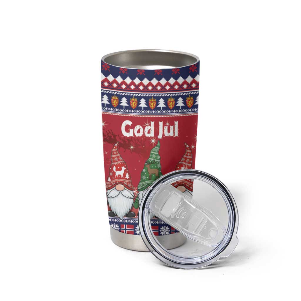 Norway Nisse Christmas Tumbler Cup God Jul Norwegian Christmas Pattern - Wonder Print Shop