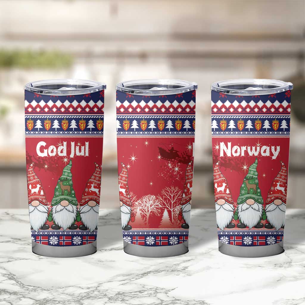 Norway Nisse Christmas Tumbler Cup God Jul Norwegian Christmas Pattern - Wonder Print Shop