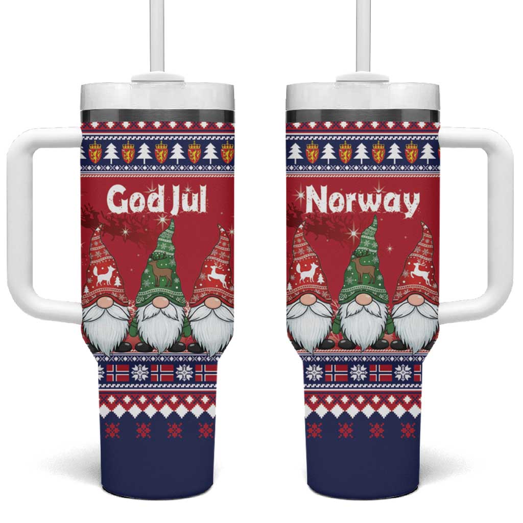 Norway Nisse Christmas Tumbler With Handle God Jul Norwegian Christmas Pattern - Wonder Print Shop