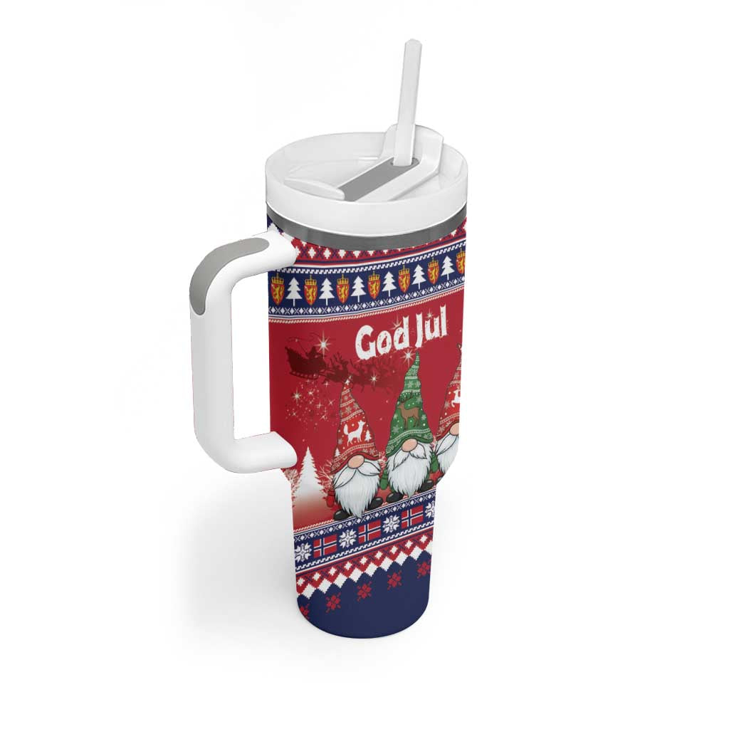 Norway Nisse Christmas Tumbler With Handle God Jul Norwegian Christmas Pattern - Wonder Print Shop