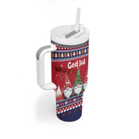 Norway Nisse Christmas Tumbler With Handle God Jul Norwegian Christmas Pattern - Wonder Print Shop