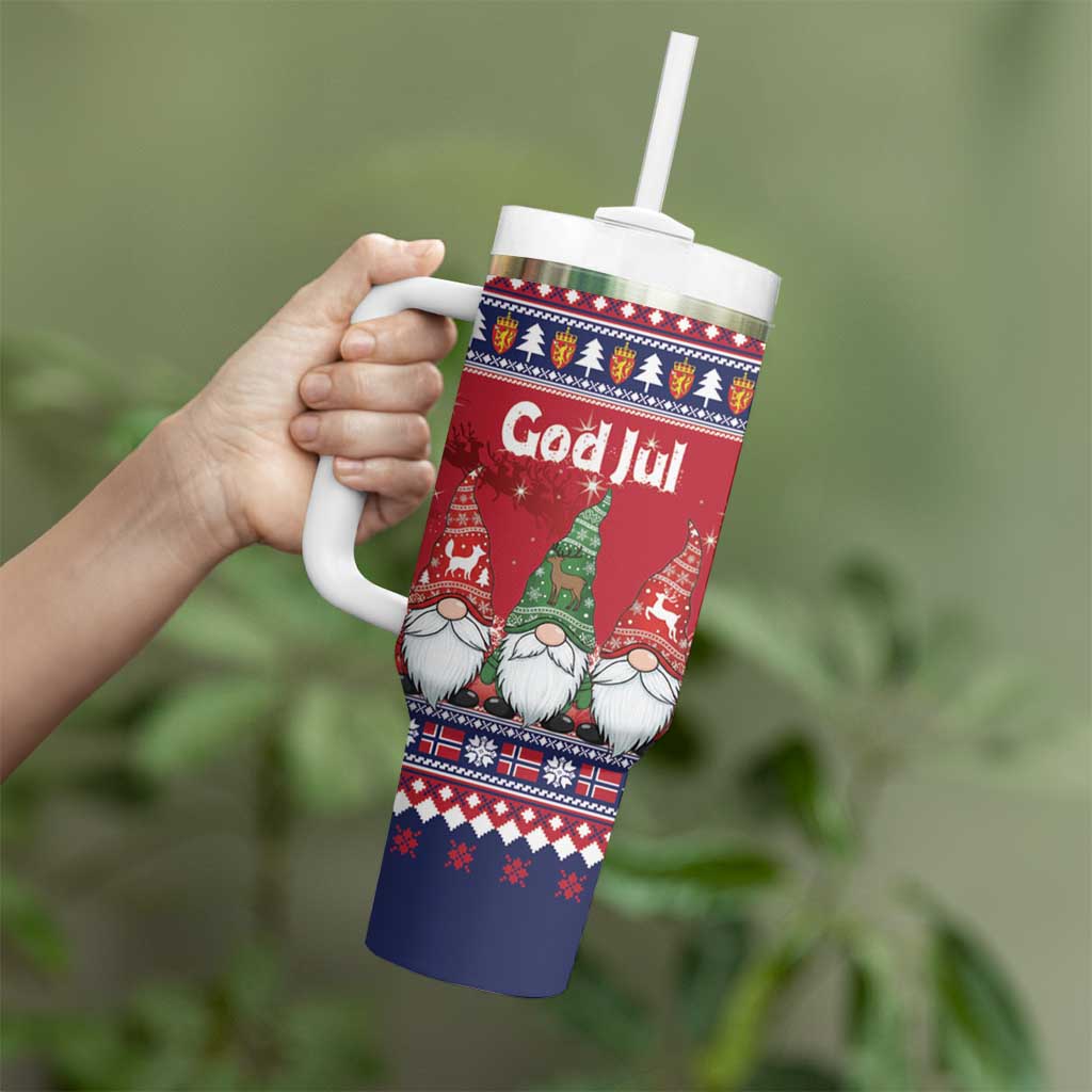 Norway Nisse Christmas Tumbler With Handle God Jul Norwegian Christmas Pattern - Wonder Print Shop