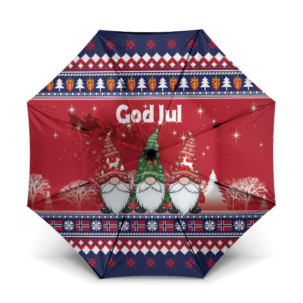 Norway Nisse Christmas Umbrella God Jul Norwegian Christmas Pattern - Wonder Print Shop