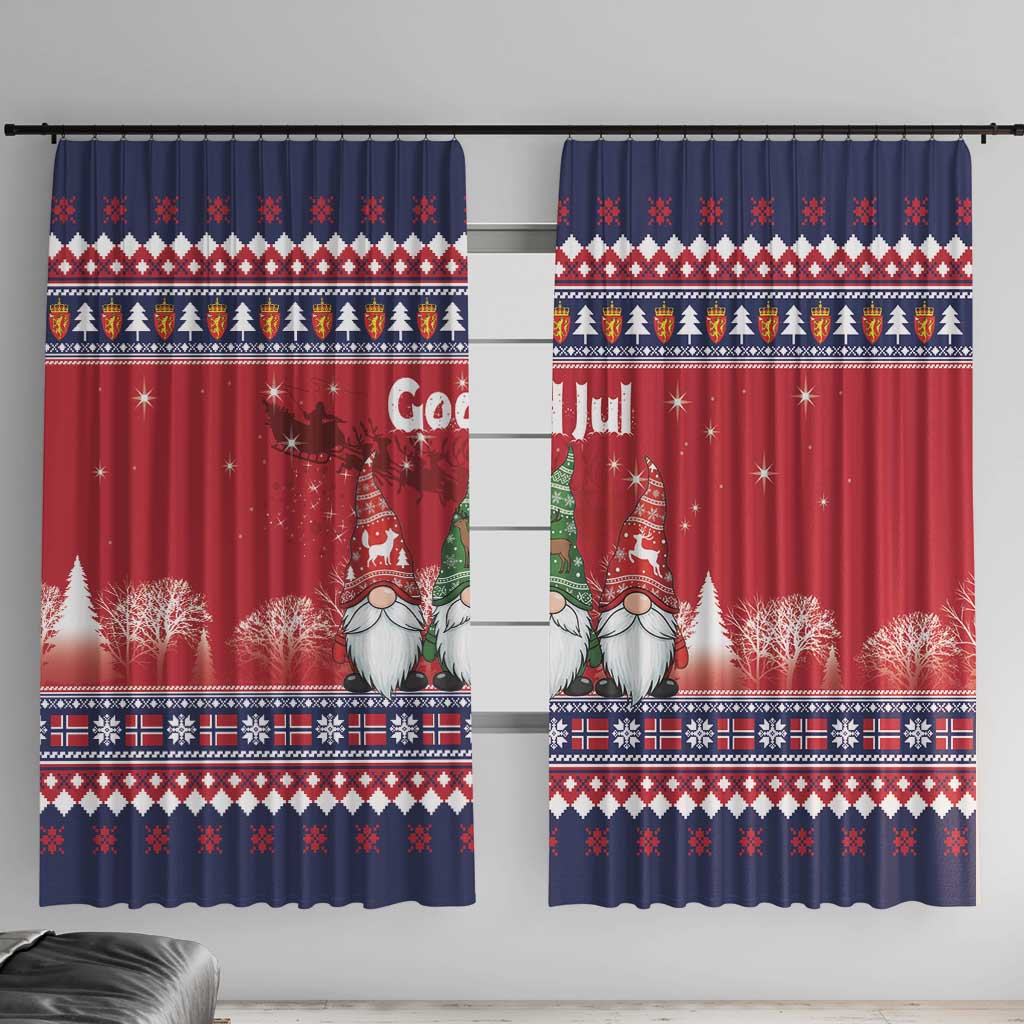 Norway Nisse Christmas Window Curtain God Jul Norwegian Christmas Pattern - Wonder Print Shop