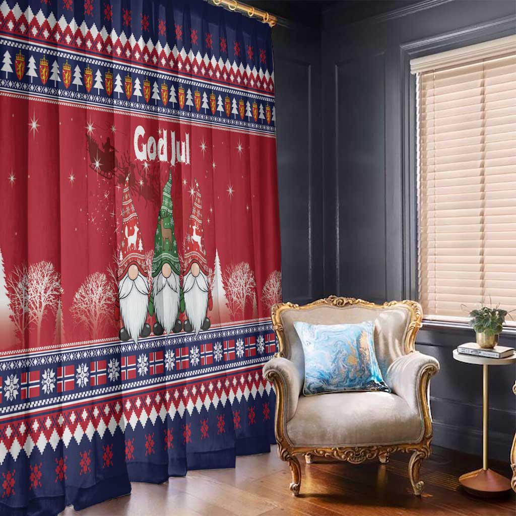 Norway Nisse Christmas Window Curtain God Jul Norwegian Christmas Pattern - Wonder Print Shop