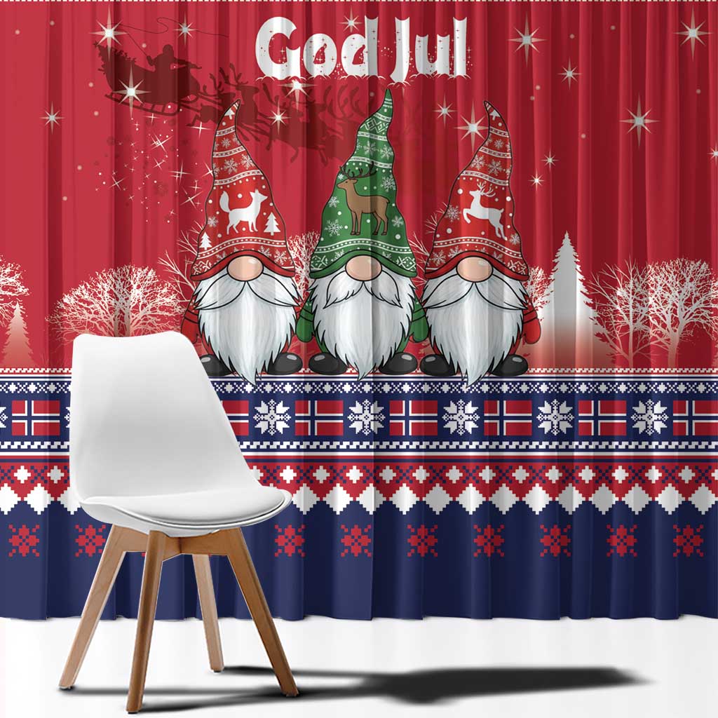 Norway Nisse Christmas Window Curtain God Jul Norwegian Christmas Pattern - Wonder Print Shop