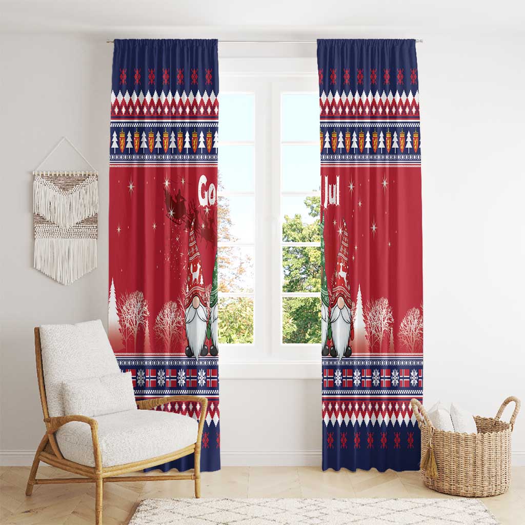 Norway Nisse Christmas Window Curtain God Jul Norwegian Christmas Pattern - Wonder Print Shop