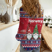 Norway Nisse Christmas Women Casual Shirt God Jul Norwegian Christmas Pattern - Wonder Print Shop
