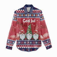 Norway Nisse Christmas Women Casual Shirt God Jul Norwegian Christmas Pattern - Wonder Print Shop