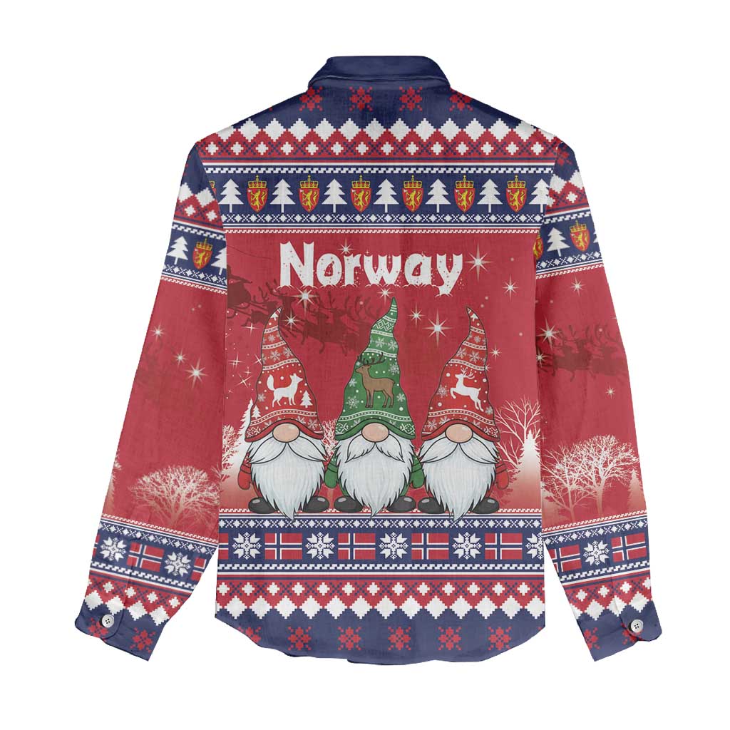 Norway Nisse Christmas Women Casual Shirt God Jul Norwegian Christmas Pattern - Wonder Print Shop