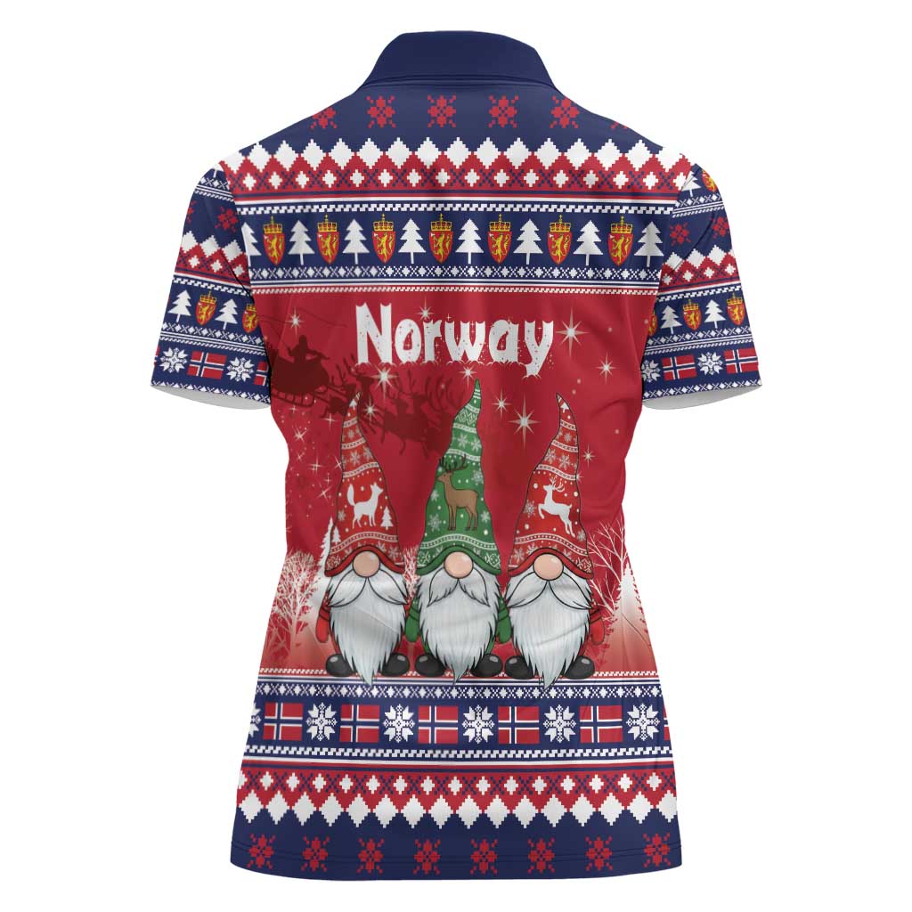 Norway Nisse Christmas Women Polo Shirt God Jul Norwegian Christmas Pattern - Wonder Print Shop