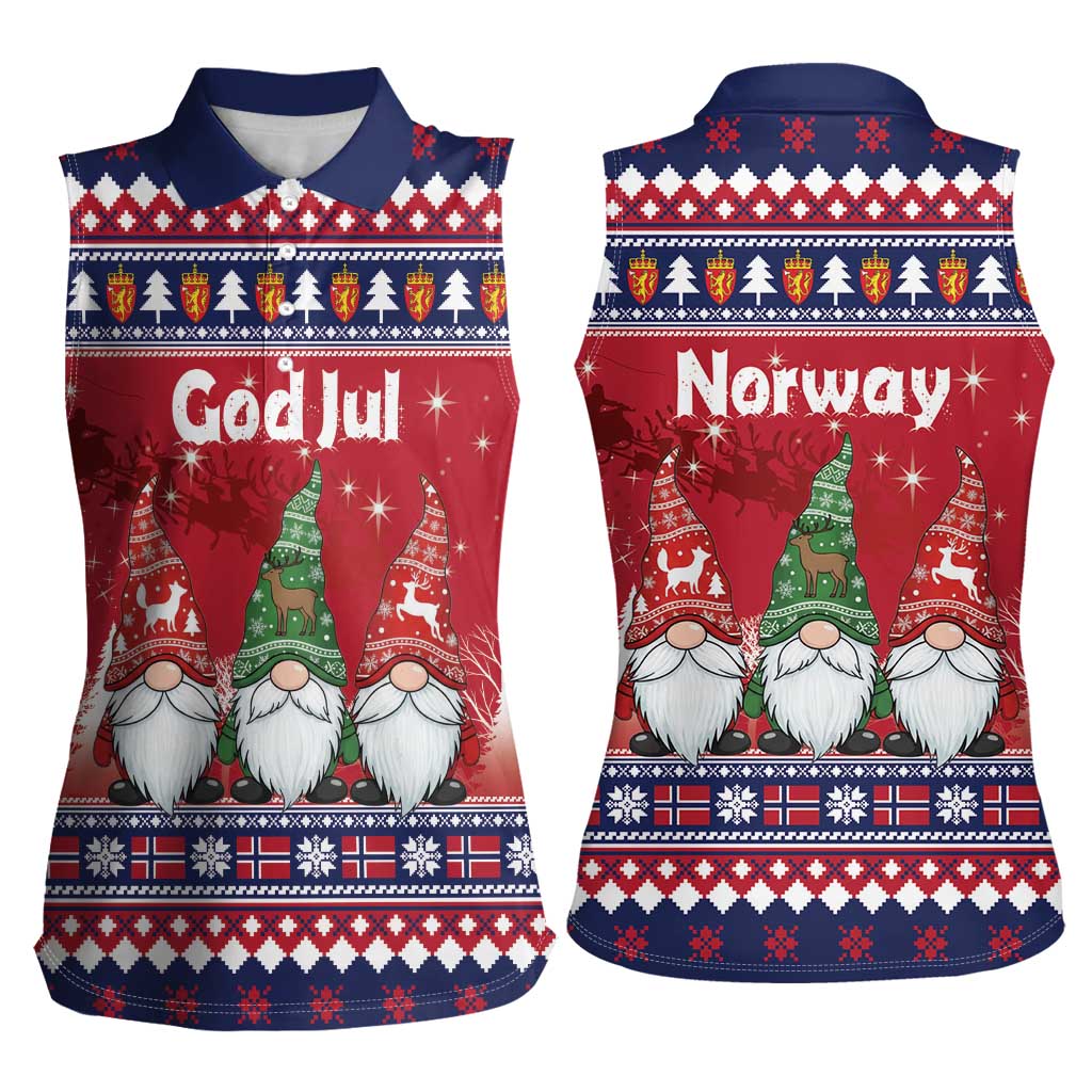 Norway Nisse Christmas Women Sleeveless Polo Shirt God Jul Norwegian Christmas Pattern - Wonder Print Shop