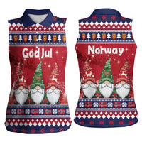 Norway Nisse Christmas Women Sleeveless Polo Shirt God Jul Norwegian Christmas Pattern - Wonder Print Shop