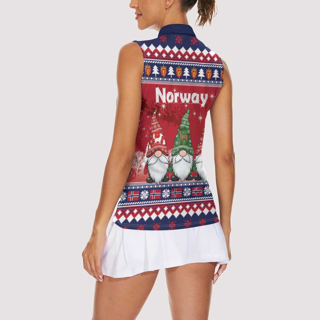 Norway Nisse Christmas Women Sleeveless Polo Shirt God Jul Norwegian Christmas Pattern - Wonder Print Shop
