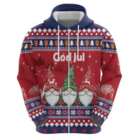 Norway Nisse Christmas Zip Hoodie God Jul Norwegian Christmas Pattern - Wonder Print Shop