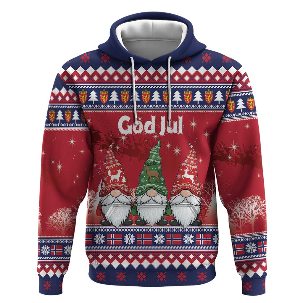 Norway Nisse Christmas Zip Hoodie God Jul Norwegian Christmas Pattern - Wonder Print Shop