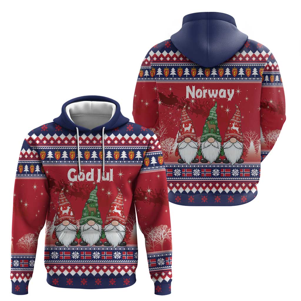 Norway Nisse Christmas Zip Hoodie God Jul Norwegian Christmas Pattern - Wonder Print Shop