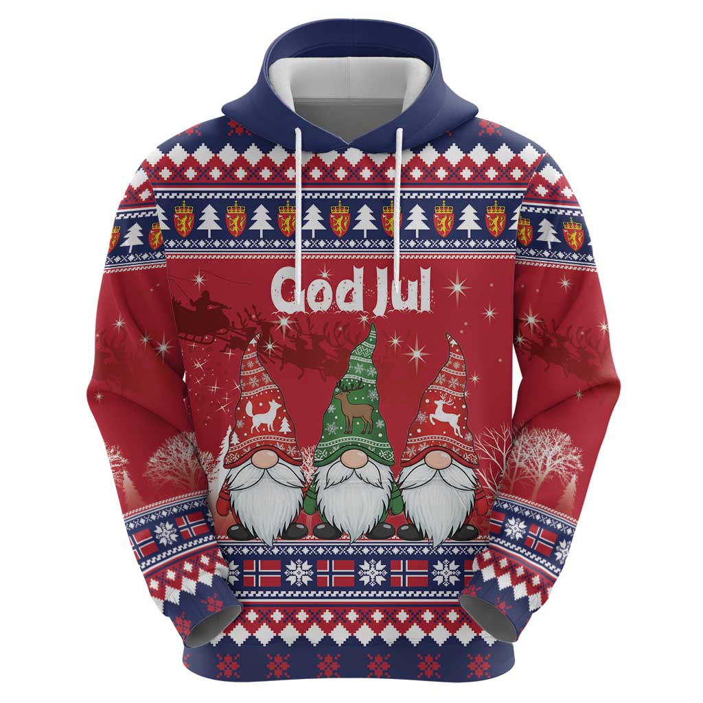 Norway Nisse Christmas Zip Hoodie God Jul Norwegian Christmas Pattern - Wonder Print Shop