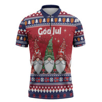 Norway Nisse Christmas Zipper Polo Shirt God Jul Norwegian Christmas Pattern - Wonder Print Shop