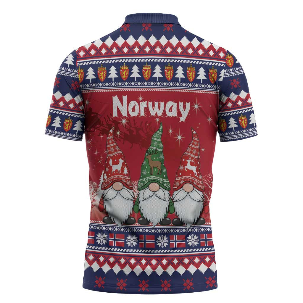 Norway Nisse Christmas Zipper Polo Shirt God Jul Norwegian Christmas Pattern - Wonder Print Shop