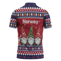 Norway Nisse Christmas Zipper Polo Shirt God Jul Norwegian Christmas Pattern - Wonder Print Shop