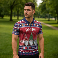 Norway Nisse Christmas Zipper Polo Shirt God Jul Norwegian Christmas Pattern - Wonder Print Shop