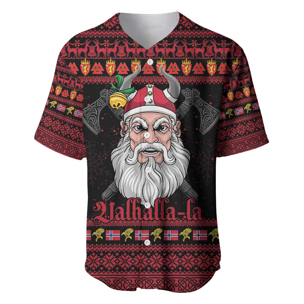 Norway Christmas Baseball Jersey Valhalla La La Viking Santa - Wonder Print Shop