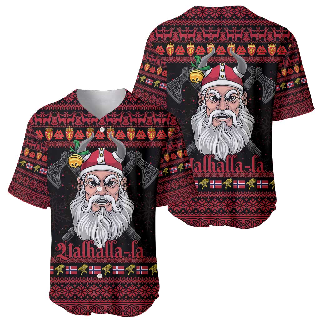 Norway Christmas Baseball Jersey Valhalla La La Viking Santa - Wonder Print Shop